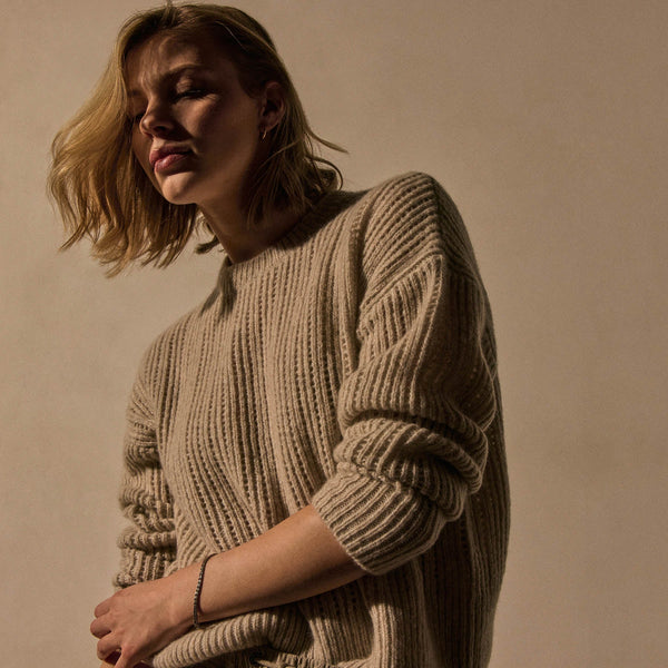 james perse Open Stitch Crew Neck Alabaster Mix