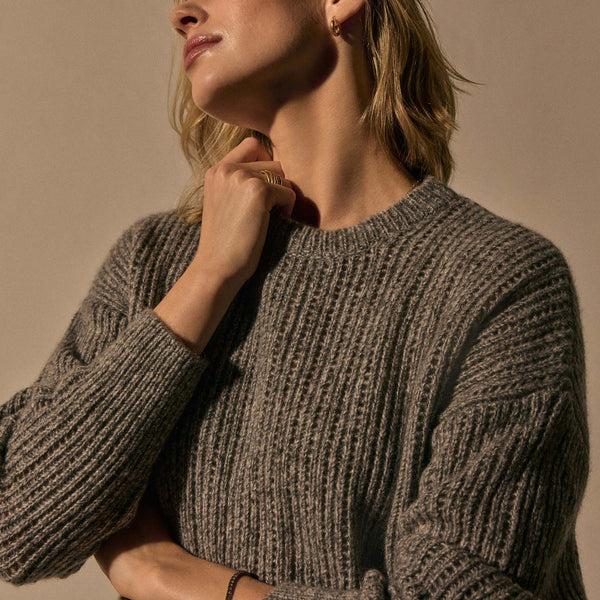 james perse Open Stitch Crew Neck Grey Mix