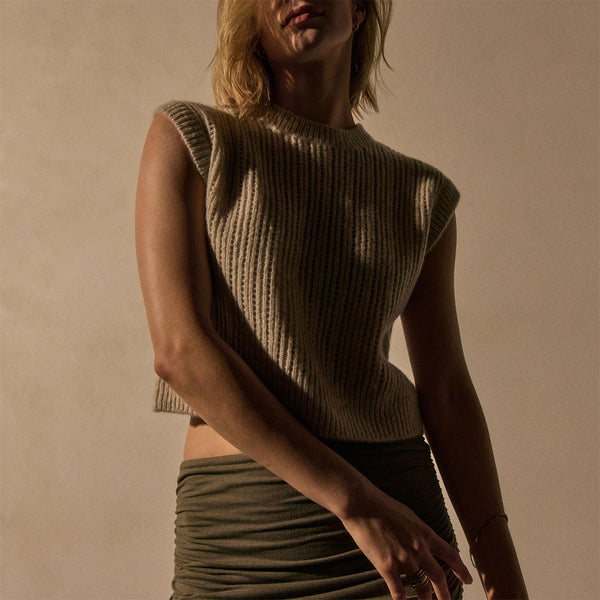 james perse Open Stitch Vest Alabaster Mix