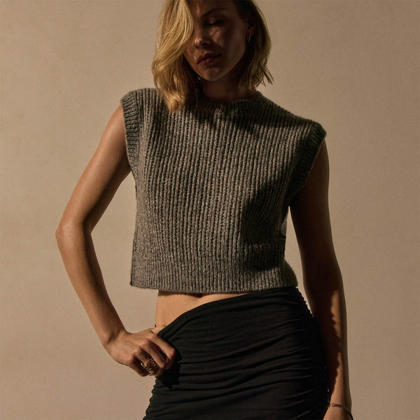 james perse Open Stitch Vest Grey Mix