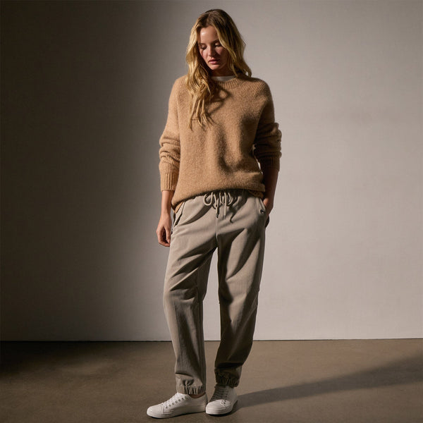 James Perse Oversized Waffle Knit Crew Camel