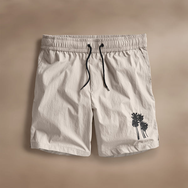 James Perse Palm Embriodered Boardshort Salt