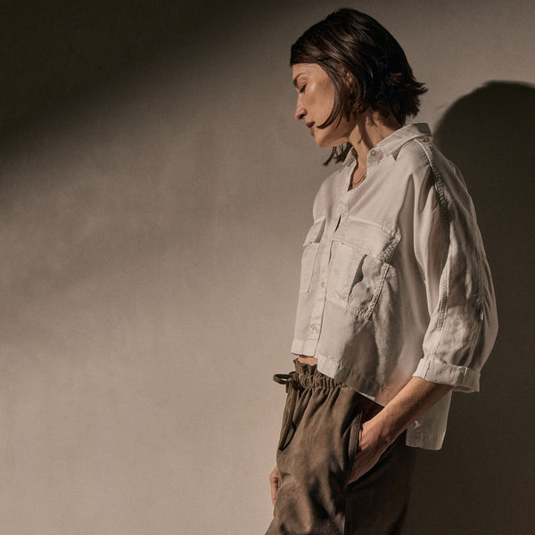 James Perse Pocket Cropped Shirt White