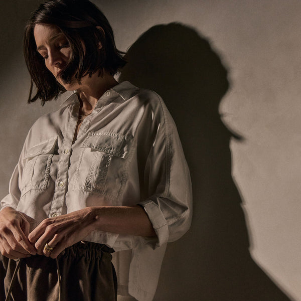 James Perse Pocket Cropped Shirt White