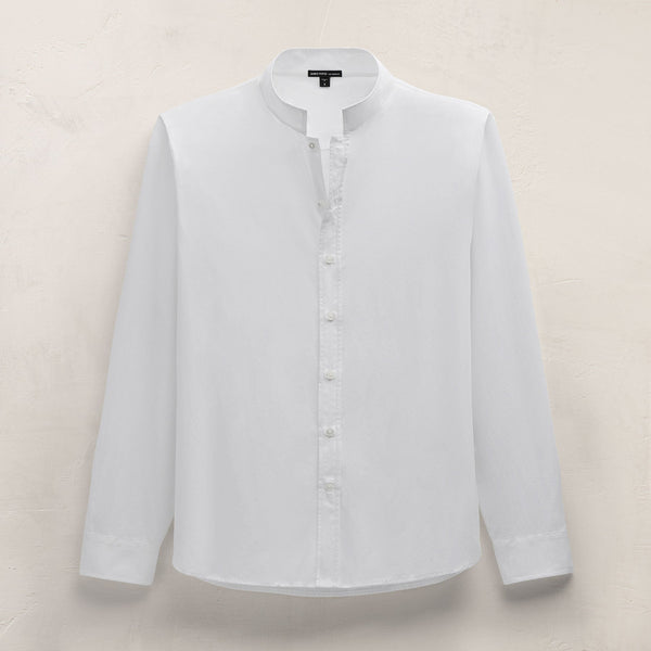 James Perse Poplin Collarless Shirt White
