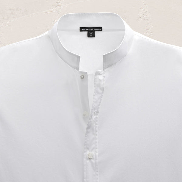 James Perse Poplin Collarless Shirt White