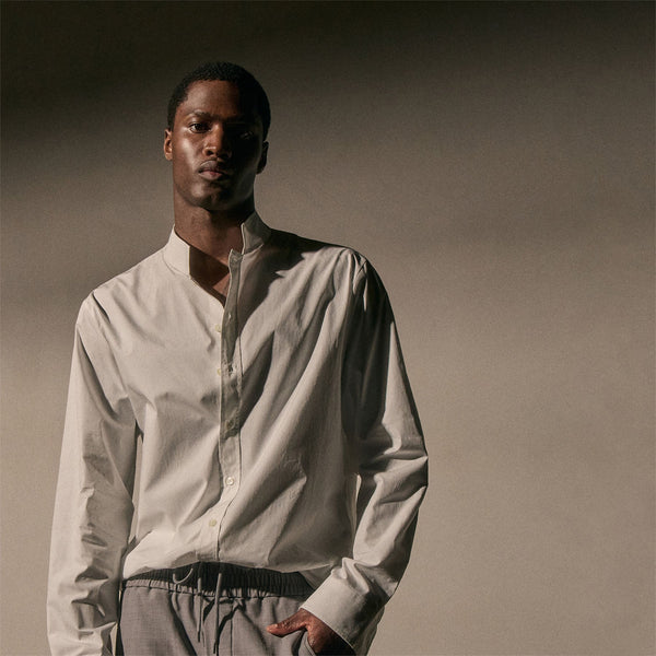 james perse Poplin Collarless Shirt White