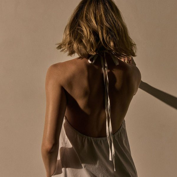 James Perse Poplin Halter Dress White