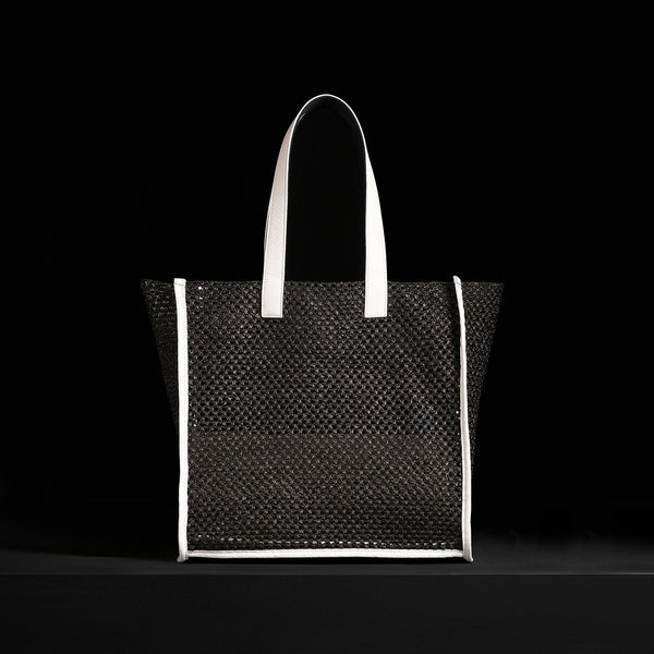 James Perse Raffia Tote Black Sea