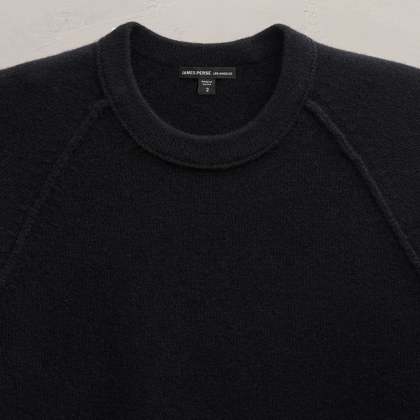 James Perse Recycled Cashmere Raglan Crew Black