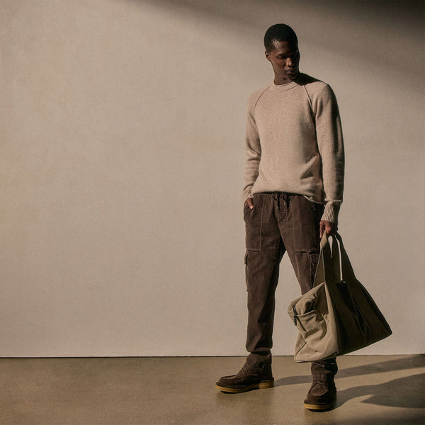 James Perse Recycled Cashmere Raglan Crew Stone