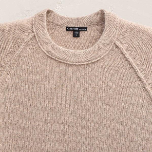 James Perse Recycled Cashmere Raglan Crew Stone
