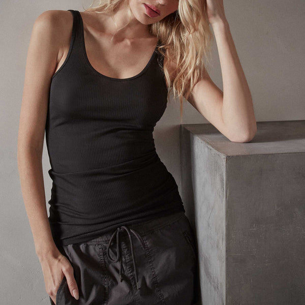 James Perse Ribbed Daily Tank Black