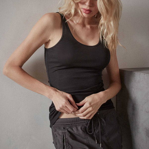 James Perse Ribbed Daily Tank Black