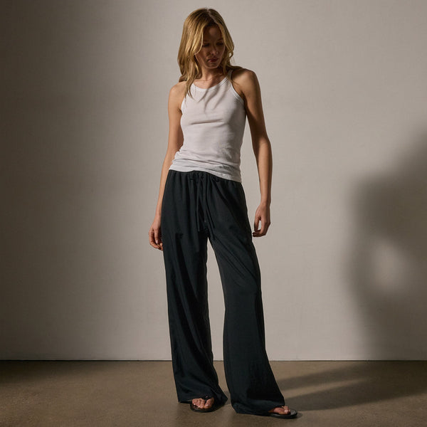 James Perse Ribbed High Neck Cami White