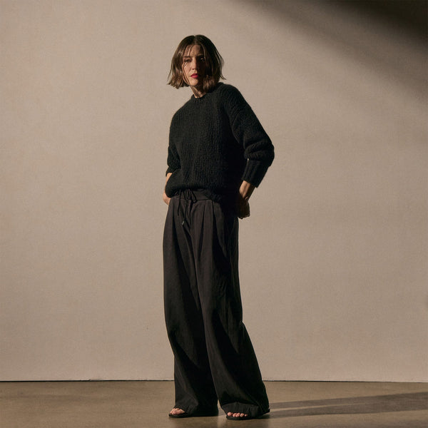 James Perse Ribbed Waist Wide Leg Pant Black