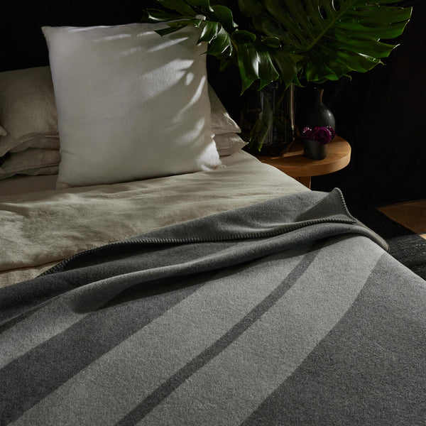 james perse Sarti Striped Throw Pearl/Heather Grey