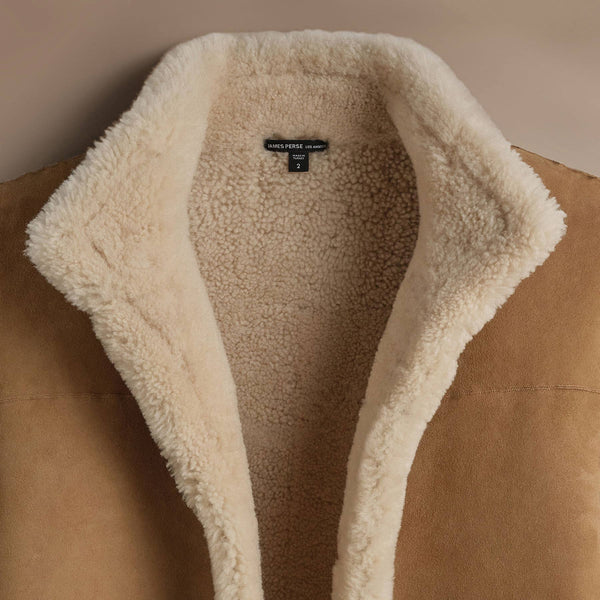 James Perse Shearling Car Coat Caramel