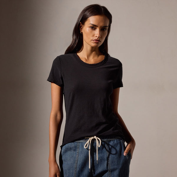 James Perse Sheer Slub Crew Neck Tee Black