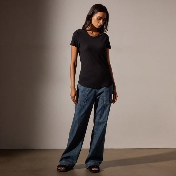 James Perse Sheer Slub Crew Neck Tee Black