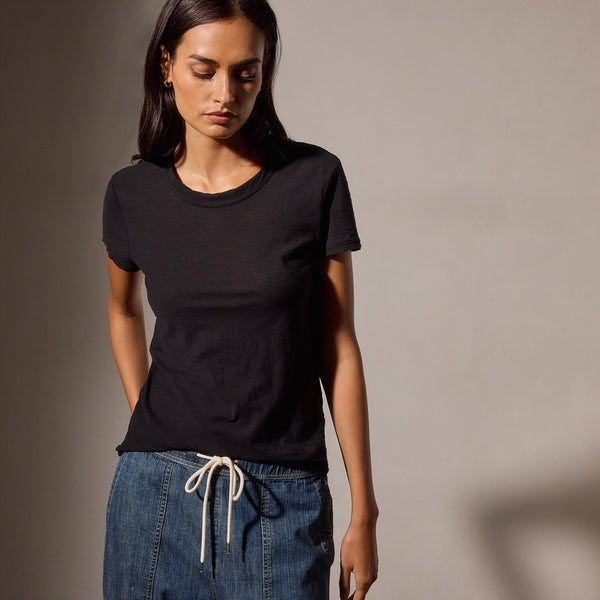 james perse Sheer Slub Crew Neck Tee Black