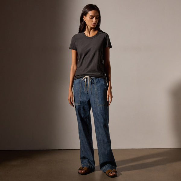 James Perse Sheer Slub Crew Neck Tee Carbon