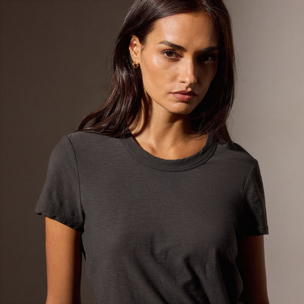 James Perse Sheer Slub Crew Neck Tee Carbon