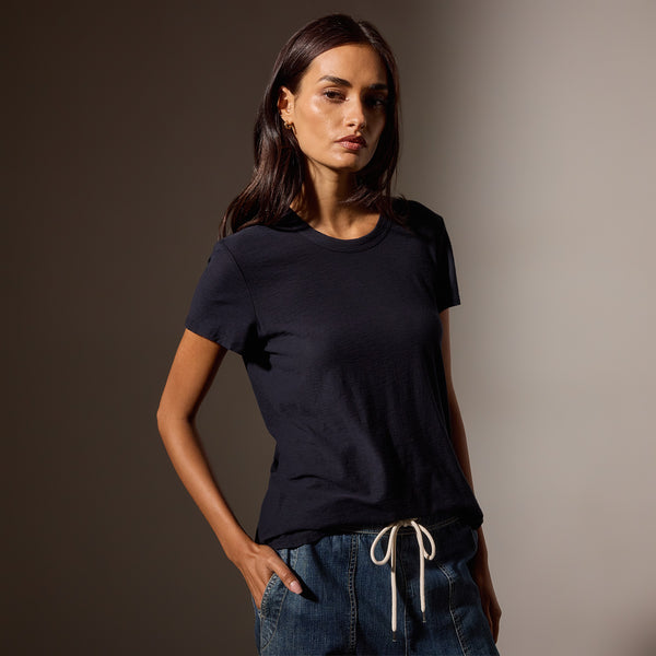 James Perse Sheer Slub Crew Neck Tee Deep