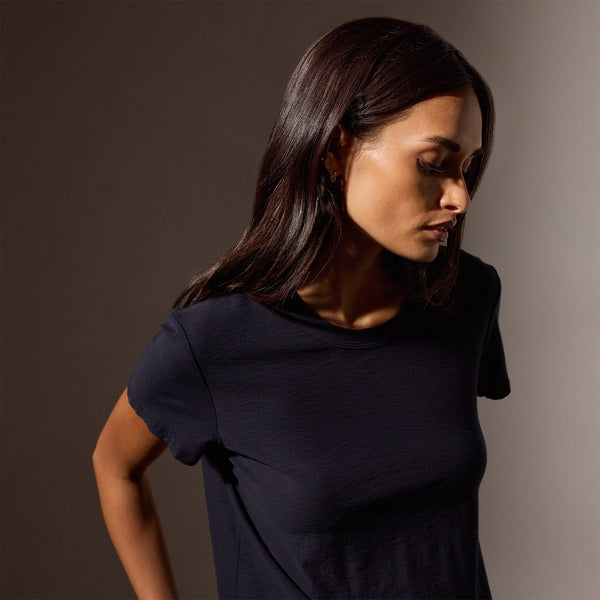 James Perse Sheer Slub Crew Neck Tee Deep