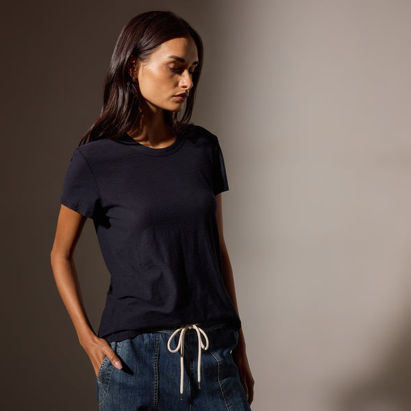 James Perse Sheer Slub Crew Neck Tee Deep