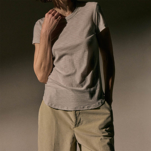 james perse Sheer Slub Crew Neck Tee Silver