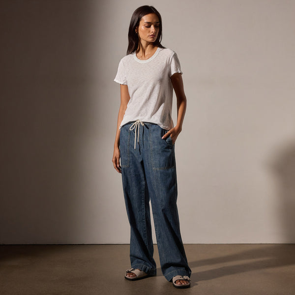 James Perse Sheer Slub Crew Neck Tee White