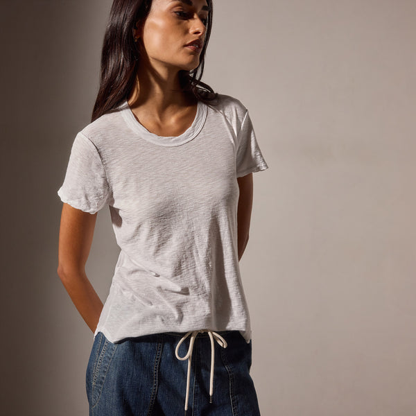 james perse Sheer Slub Crew Neck Tee White
