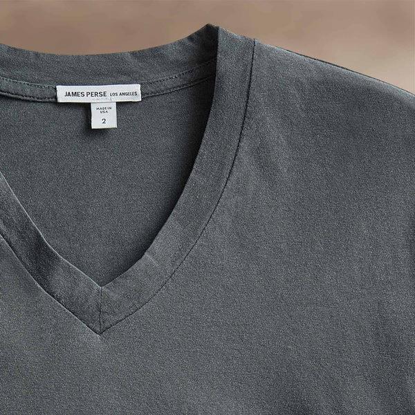 James Perse Short Sleeve V Neck Asphalt Pigment