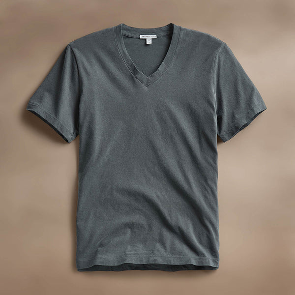 james perse Short Sleeve V Neck Asphalt Pigment