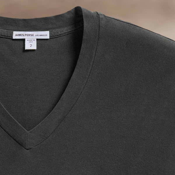 James Perse Short Sleeve V Neck Carbon Pigment
