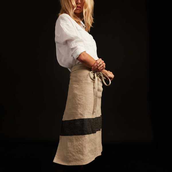 james perse Single Stripe Half Apron Natural/Black