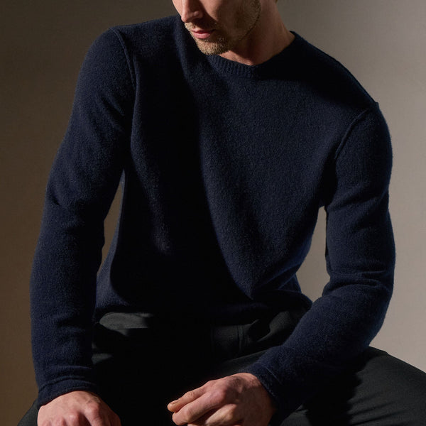 James Perse Soft Featherweight Cashmere Crew Navy