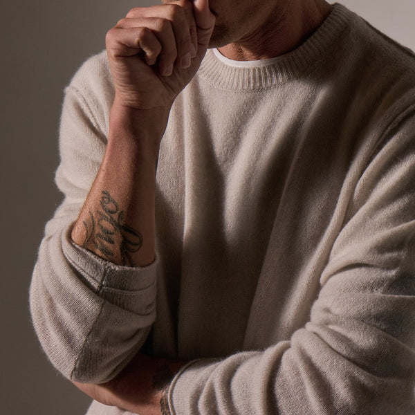 James Perse Soft Featherweight Cashmere Crew Tan