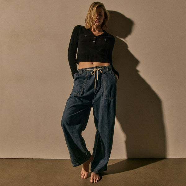 James Perse Soft Featherweight Cashmere Polo Black