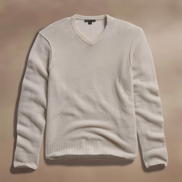 james perse Soft Featherweight Cashmere V Neck Tan