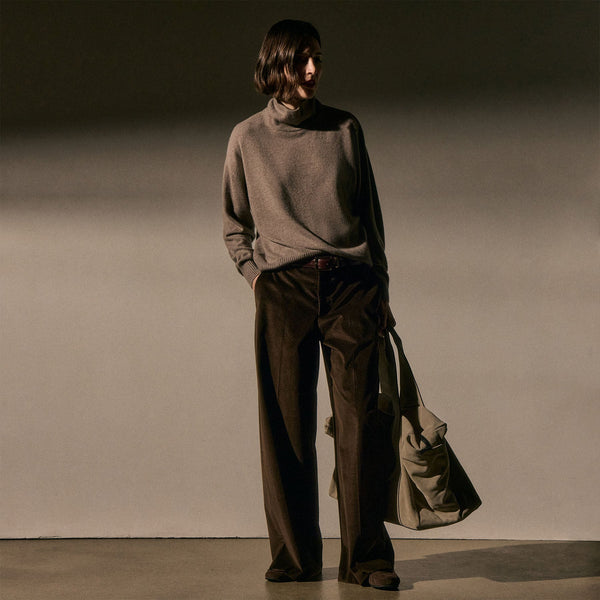 James Perse Spun Cashmere Funnel Neck Warm Brown