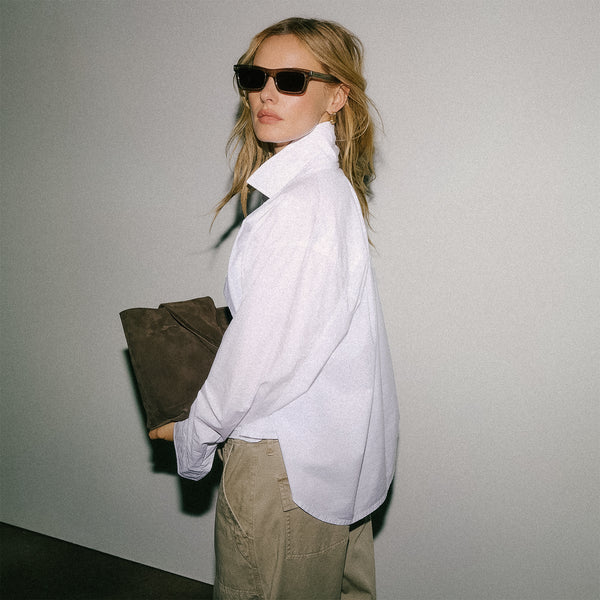 James Perse Stretch Poplin Button Up White