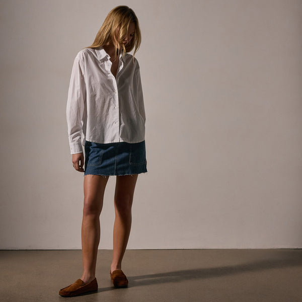 James Perse Stretch Poplin Button Up White