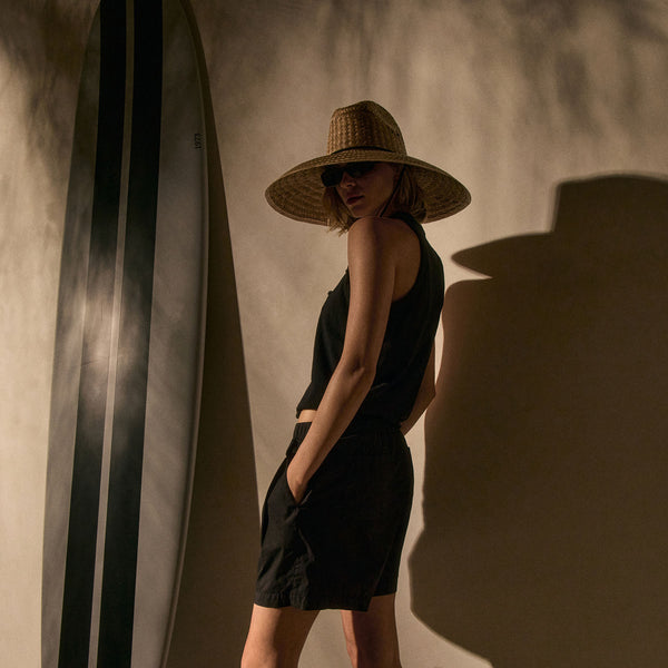 James Perse Stretch Poplin Elastic Short Black