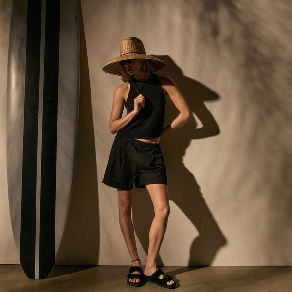 james perse Stretch Poplin Elastic Short Black