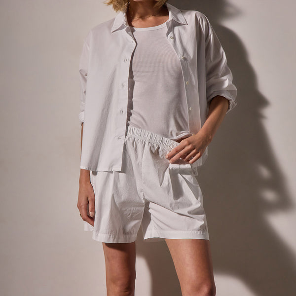 James Perse Stretch Poplin Elastic Short White