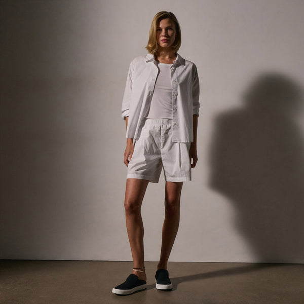 James Perse Stretch Poplin Elastic Short White