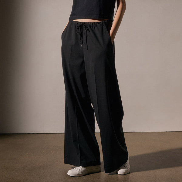 James Perse Stretch Wool Wide Leg Black