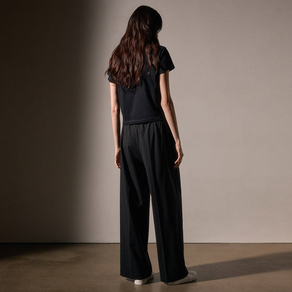 James Perse Stretch Wool Wide Leg Black